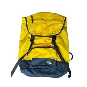 Vintage LL Bean Continental Backpack Rucksack Yellow Blue 90s Hiking